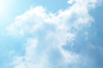 Blue sky with white cloud. The summer heaven is colorful clearing day Good weather and beautiful nature in the morning.