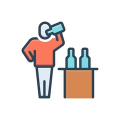 Color illustration icon for drunk