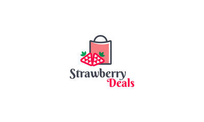 Strawberry logo design vector templet, 
