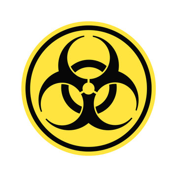 バイオハザードのシンボルマークが入った黄色の丸い形の警告アイコン - 有害生物・感染症・生物兵器
