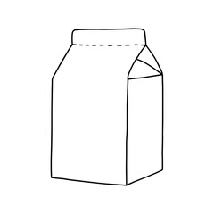 Milk box. Linear, vector realistic. Pocket milk outline.
