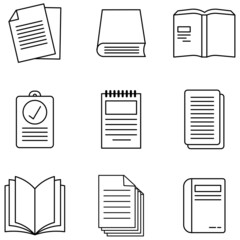 glyph icon, book, book, drawing paper for reading and writing down study information