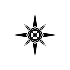 Wind rose compass icon. Black Nautical logo or icon