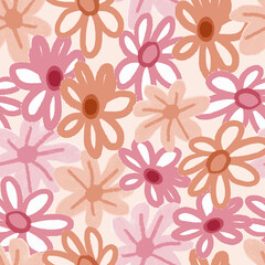 Fototapeta na wymiar seamless cute mess flowers pattern background , greeting card or fabric