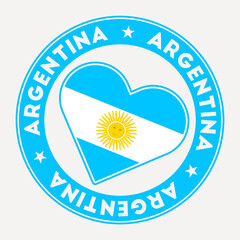 Argentina heart flag badge. From Argentina with love logo. Support the country flag stamp. Vector illustration. - obrazy, fototapety, plakaty