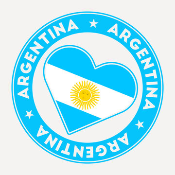 Argentina heart flag badge. From Argentina with love logo. Support the country flag stamp. Vector illustration.