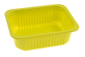 Emballage plastique vide en gros plan sur fond blanc
