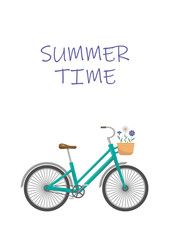 Fototapeta premium Summer postcard with turquoise bike