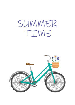 Summer postcard with turquoise bike