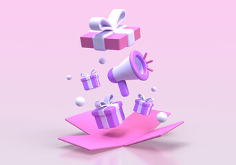 Megaphone illustration background 3D render icon for business