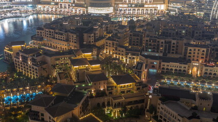 Obraz premium Aerial view to Old Town Island from above night timelapse.