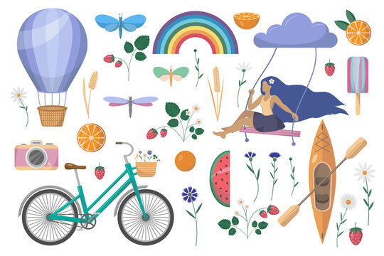 A set of illustrations on the theme of summer