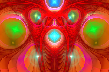 The Light of Geometry Magical Composition Red Cover Background Illustration