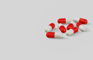 Medical capsule pills. 3D Rendering Image.