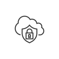 Cloud computing security line icon