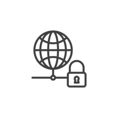 Global network security line icon