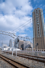 Fototapeta premium 大阪の線路のある風景