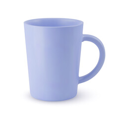 Illustration of Empty Blue Ceramic Coffee Cup or Tea Mug on a White Background. Isolated Mockup with Shadow Effect, and Copy Space for Your Design
