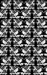 Blue tit Repeat Pattern (black on white)