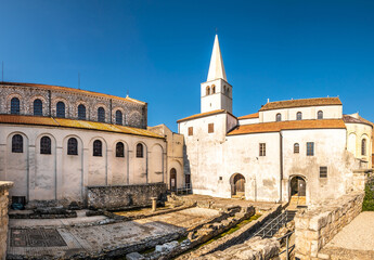 View at the Courtyard of Basilica of Saint Eufrazius in Porec, Croatia
