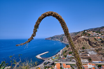 View from above on the city of Ribeira Brava in Madeira