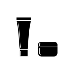 Plastic Makeup Cosmetic Jar Pot Face Cream Skin Lotion Bottle White cream jar. Plastic cosmetic container, jpg image mockup. Face skin care creme package, front view. Round clear glossy makeup pot for