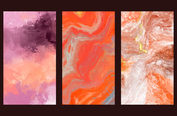Modern colorful flow backgrounds set. Abstract color banners collection.