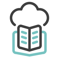 cloud library colored line icon