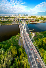 Polska, Warszawa, panorama miasta. Widok z okolicy Mostu Świetokrzyskiego