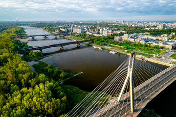 Fototapeta Polska, Warszawa, panorama miasta. Widok z okolicy Mostu Świetokrzyskiego obraz