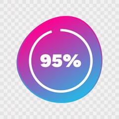 95 percent chart. Vector percentage infographic element. Gradient icon isolated on transparent background. Sign for download, growth, progress, business, finance, design