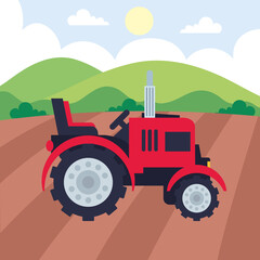 farm scene with tractor