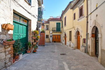 Fototapeta na wymiar A narrow street in Morcone, a small village in Campania region, Italy.