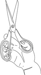 outline sketch drawing of hand holding cutting scissors, Scissors Hand Illustrations & Vectors