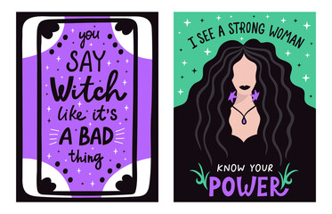 Magic mystical witchcraft lettering posters
