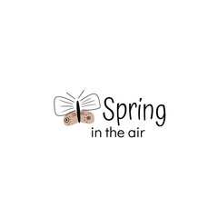 Vector illustration of spring lettering isolated set with decorative elements of sun, chickens, willow, tulip