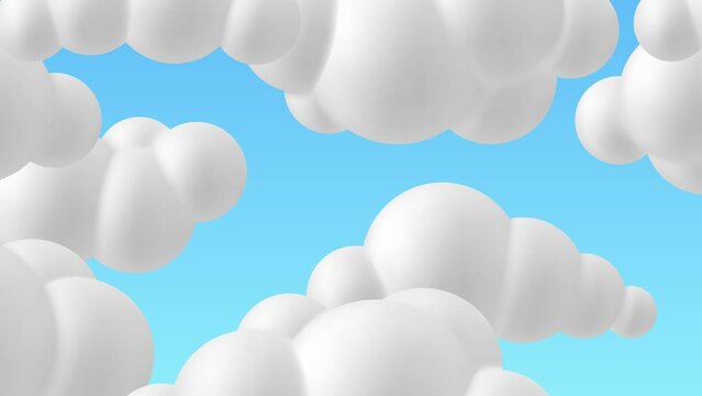 3d cartoon clouds floating in blue sky