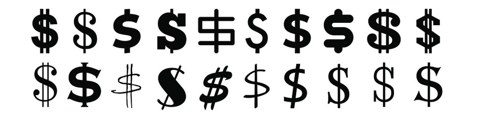 Obraz premium Dollar icon vector set. Money illustration sign collection. Finance symbol or logo.