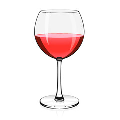 Glass of rose wine isolated on a white background