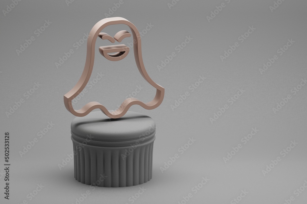 Aufkleber Beautiful abstract illustrations Halloween ghost symbol icons on a column stand and wonderful background. 3d rendering illustration. Background pattern for design.