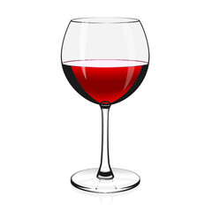 Glass with red wine isolated on a white background