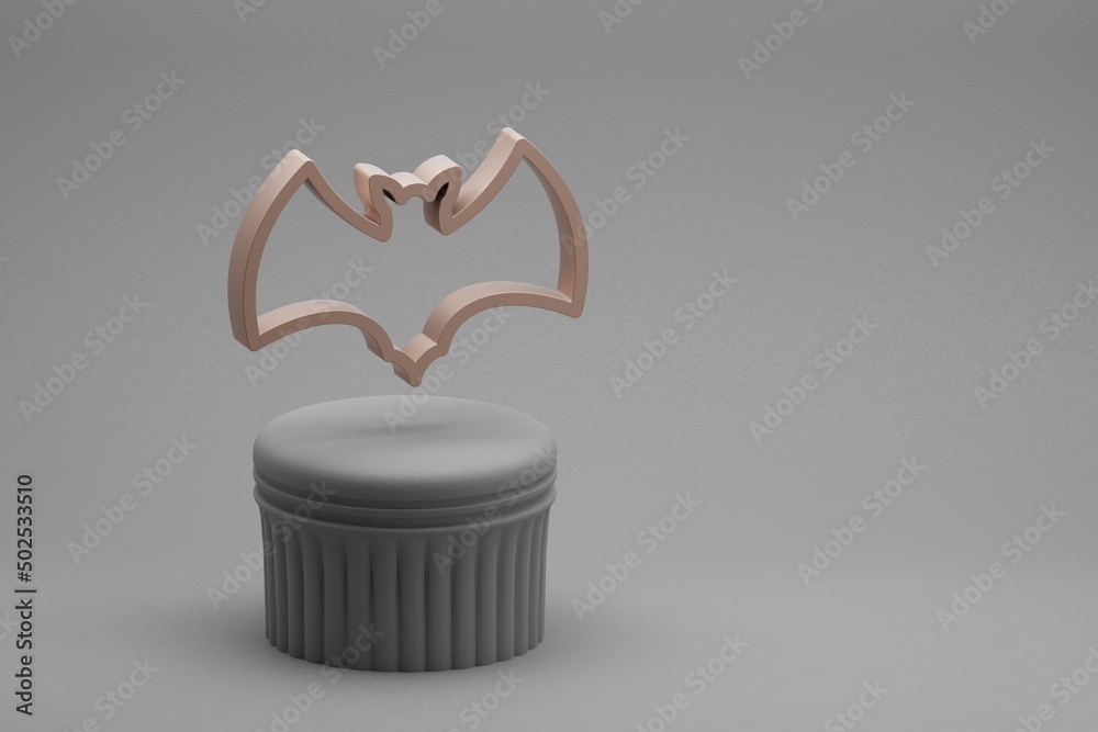 Aufkleber Beautiful abstract illustrations Halloween bat symbol icons on a column stand and wonderful background. 3d rendering illustration. Background pattern for design.