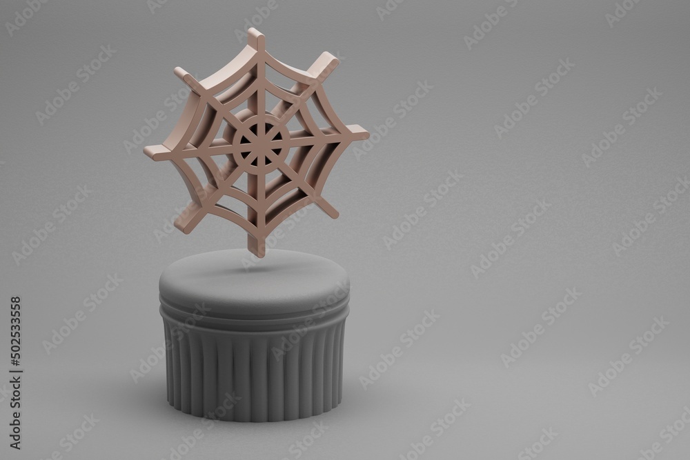 Poster Beautiful abstract illustrations Halloween Web symbol icons on a column stand and wonderful background. 3d rendering illustration. Background pattern for design.