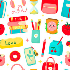 student life pattern. background with elements of student things.