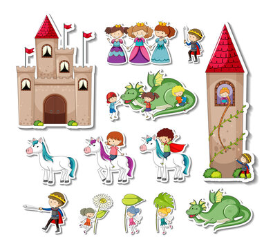Sticker set of Fairy tale characters