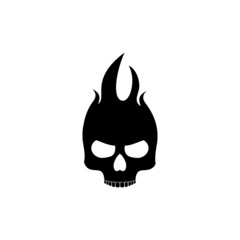 Dark Skull Logo template. Human Skull head fire icon