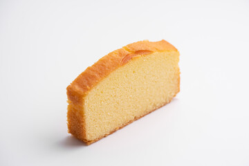 Homemade butter cake slice on isolated white background