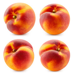 Peach collection. Peach set isolated on white background. Peach macro. With clipping path
