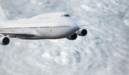 Giant passenger airplane in the sky - Travel by airtransport