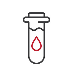 Test tube with drop, medical and chemical icon, vector.